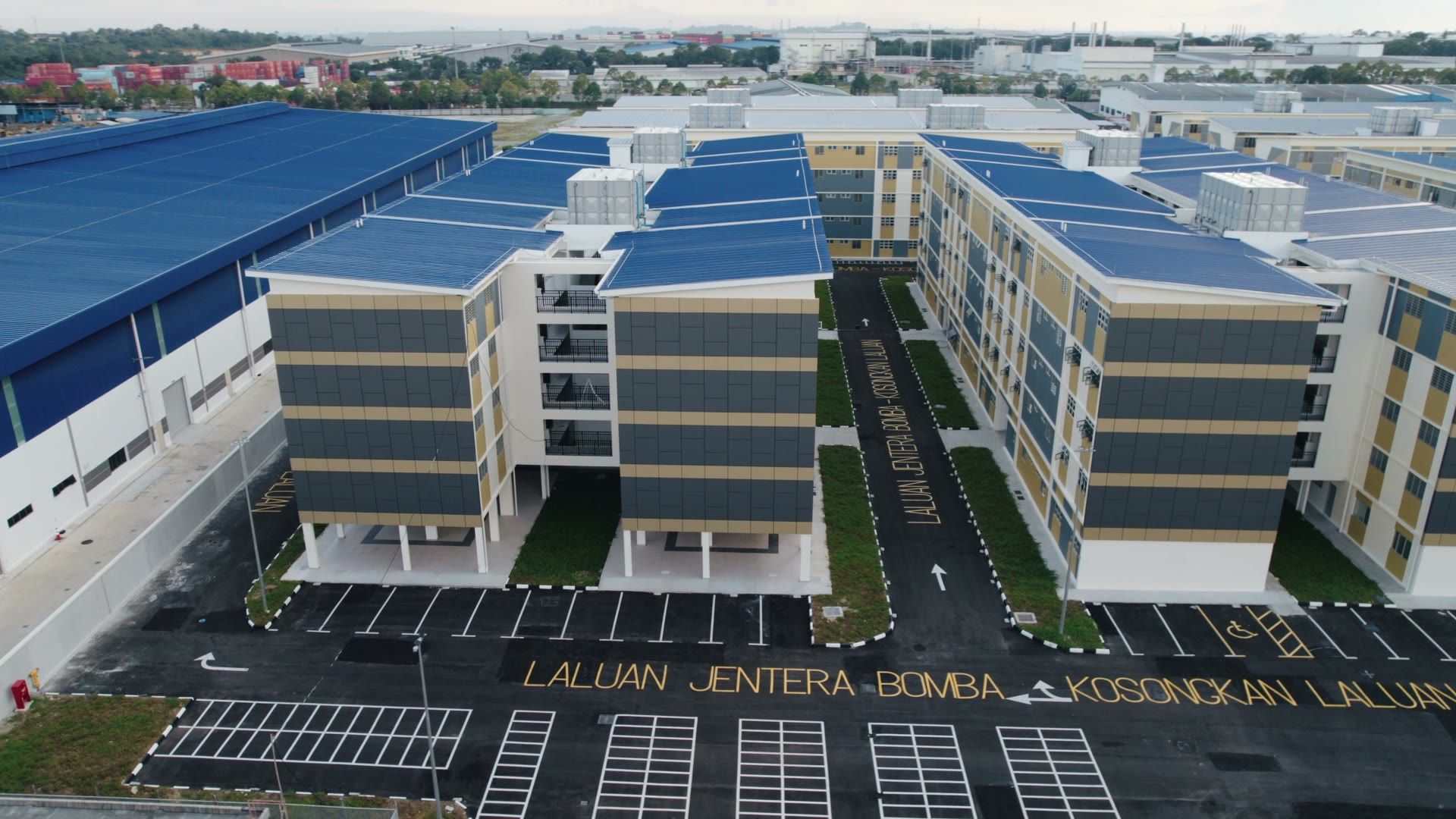 Aerial view of a commercial development